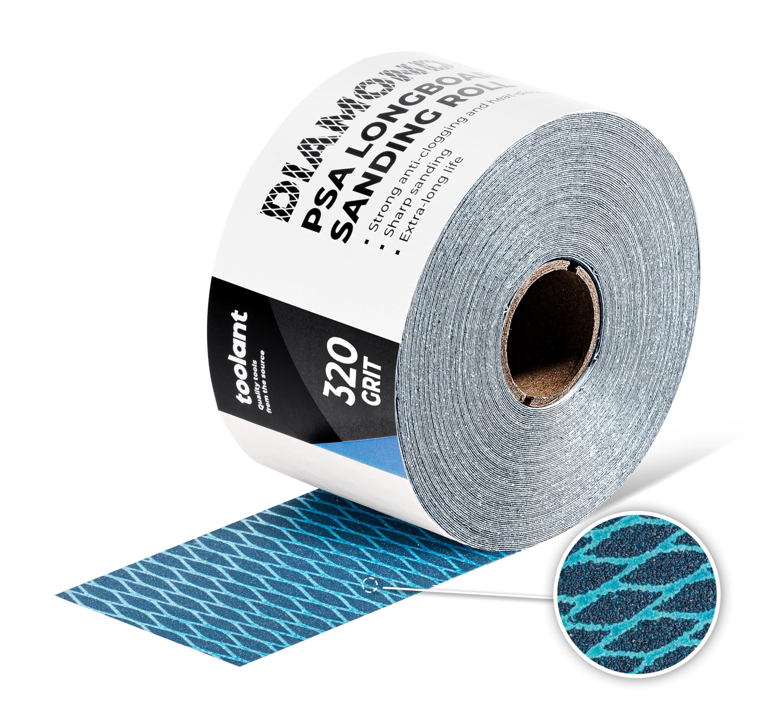 toolant Diamond Shape 320 grit sandpaper roll for fast cutting on wood and metal