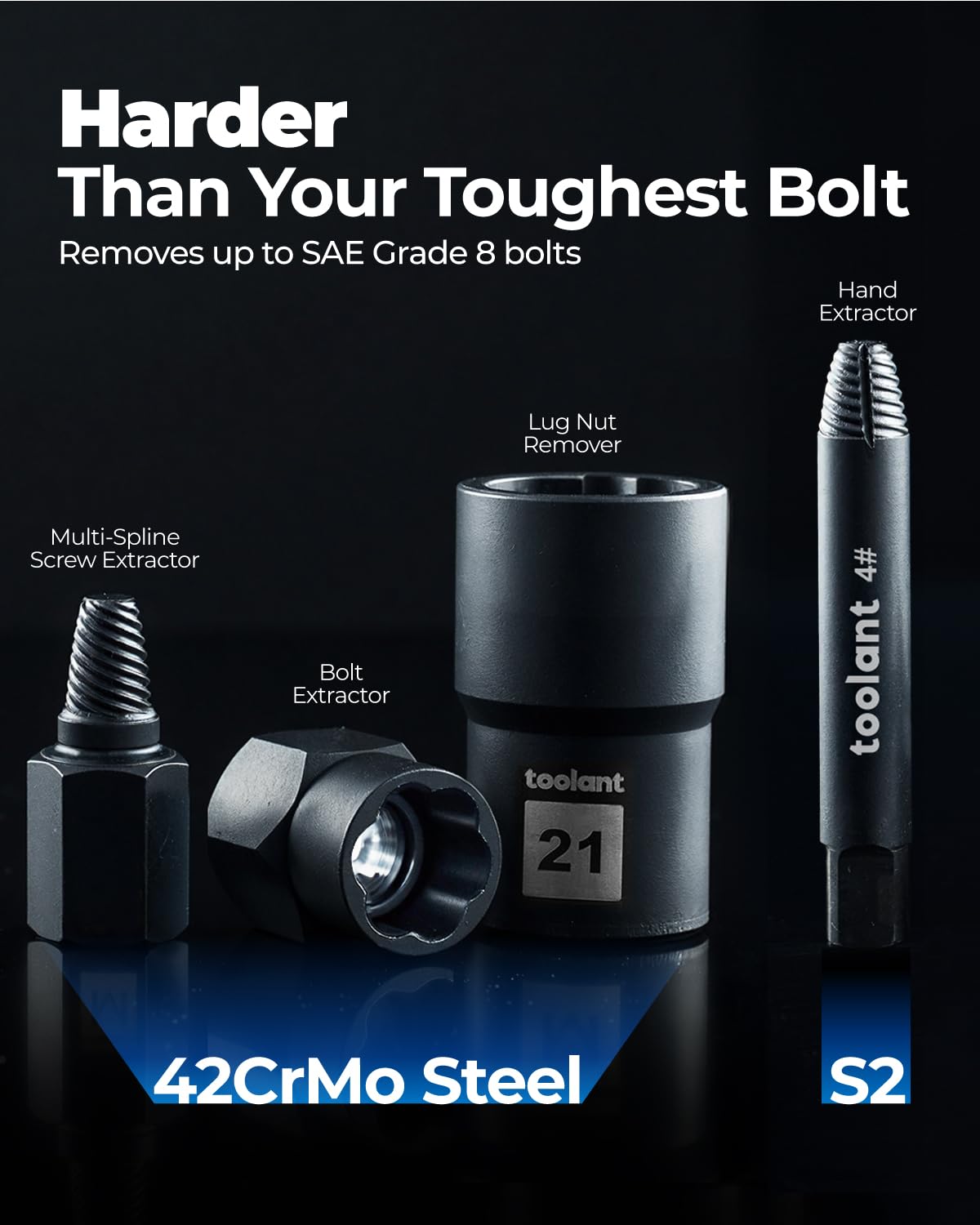 Toolant diamond-tip Phillips bit set for damaged screws