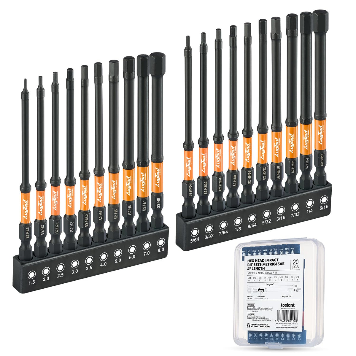 Toolant impact hex bit set for versatile fastening tasks.