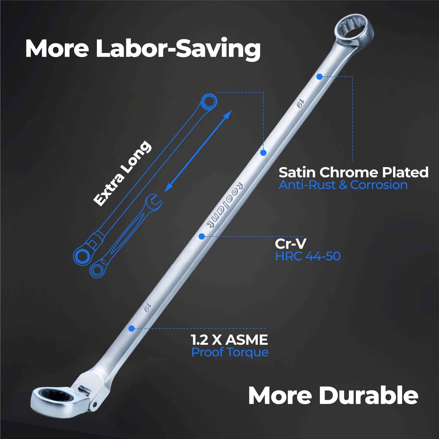 Toolant metric range 8–24 mm wrenches for automotive work.