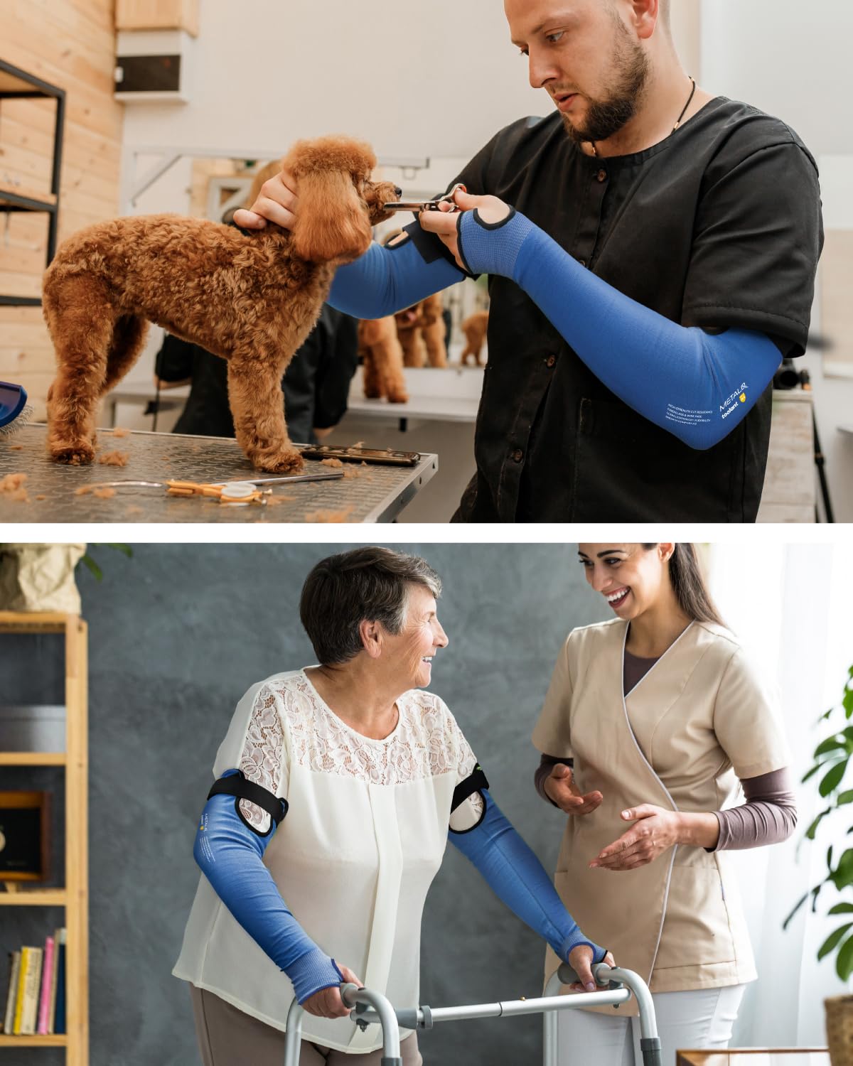 Toolant multi-use arm sleeves suit welding, pet grooming, and kitchen prep with strong protection.