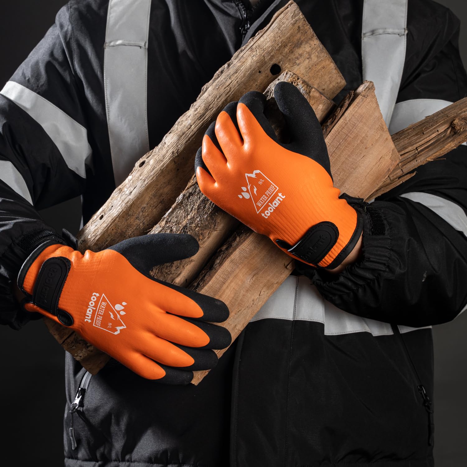 Toolant orange and blue gloves available in multiple sizes.
