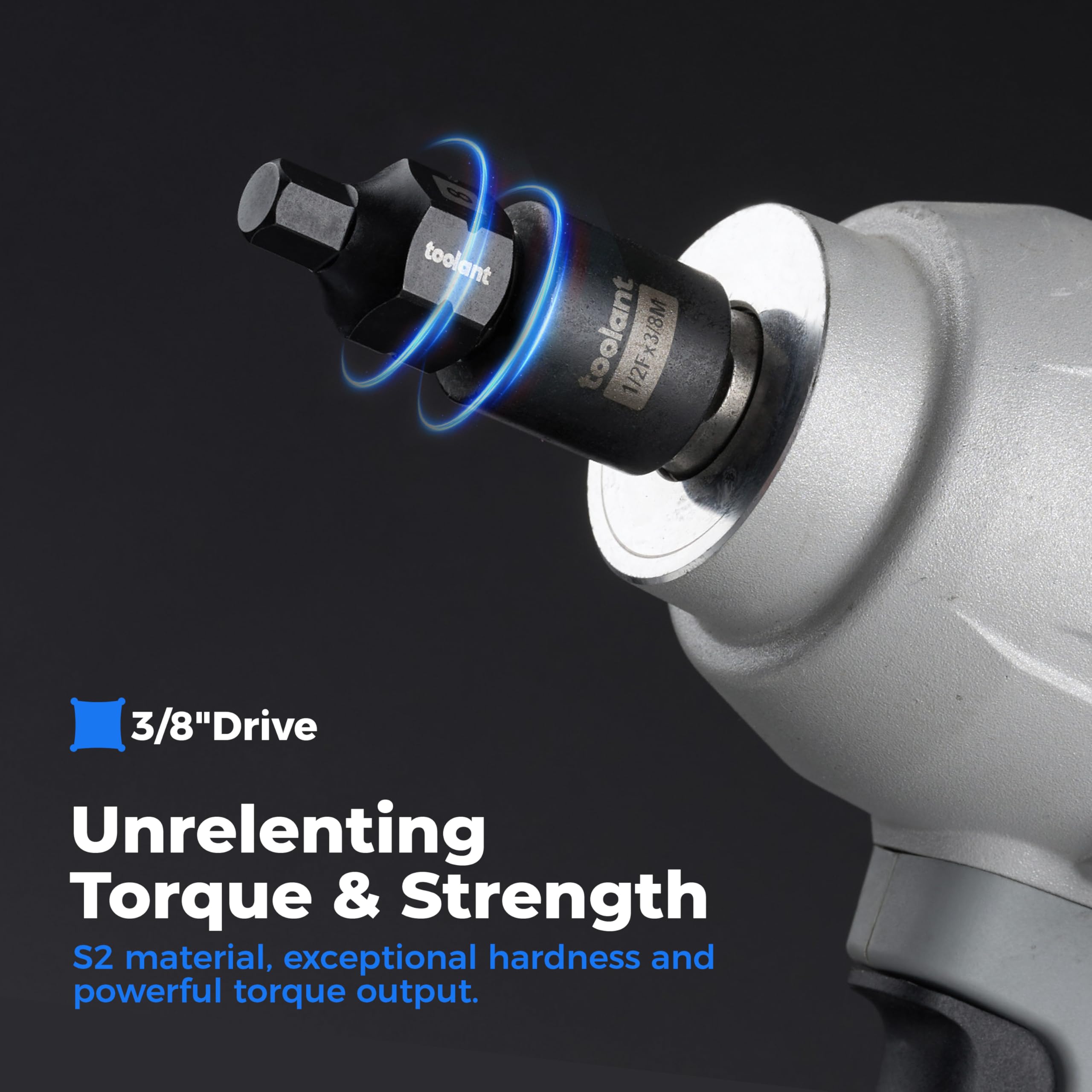 Toolant pin hole retention system keeps sockets secured on the tool.