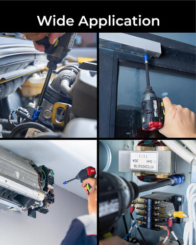 Toolant quick-insert hex bit holder works with most drills and drivers.
