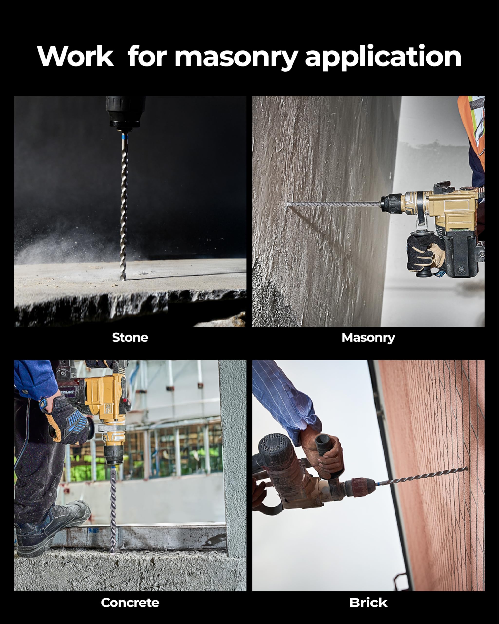 Toolant bits drill concrete, brick, masonry, and stone surfaces
