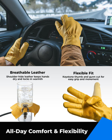 Toolant Slip-On Gloves with open cuff for quick on/off in cold weather.