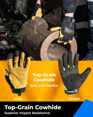toolant Thor Series cowhide leather palm provides strong grip and abrasion resistance