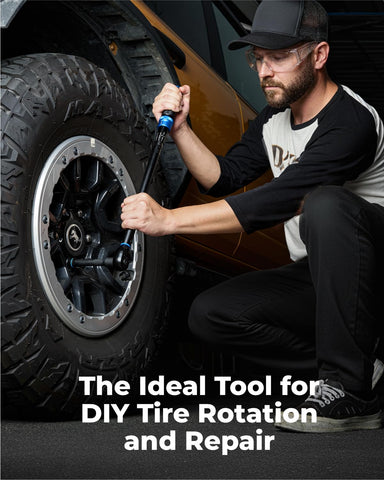 Toolant tire repair kit in action for roadside tire work.