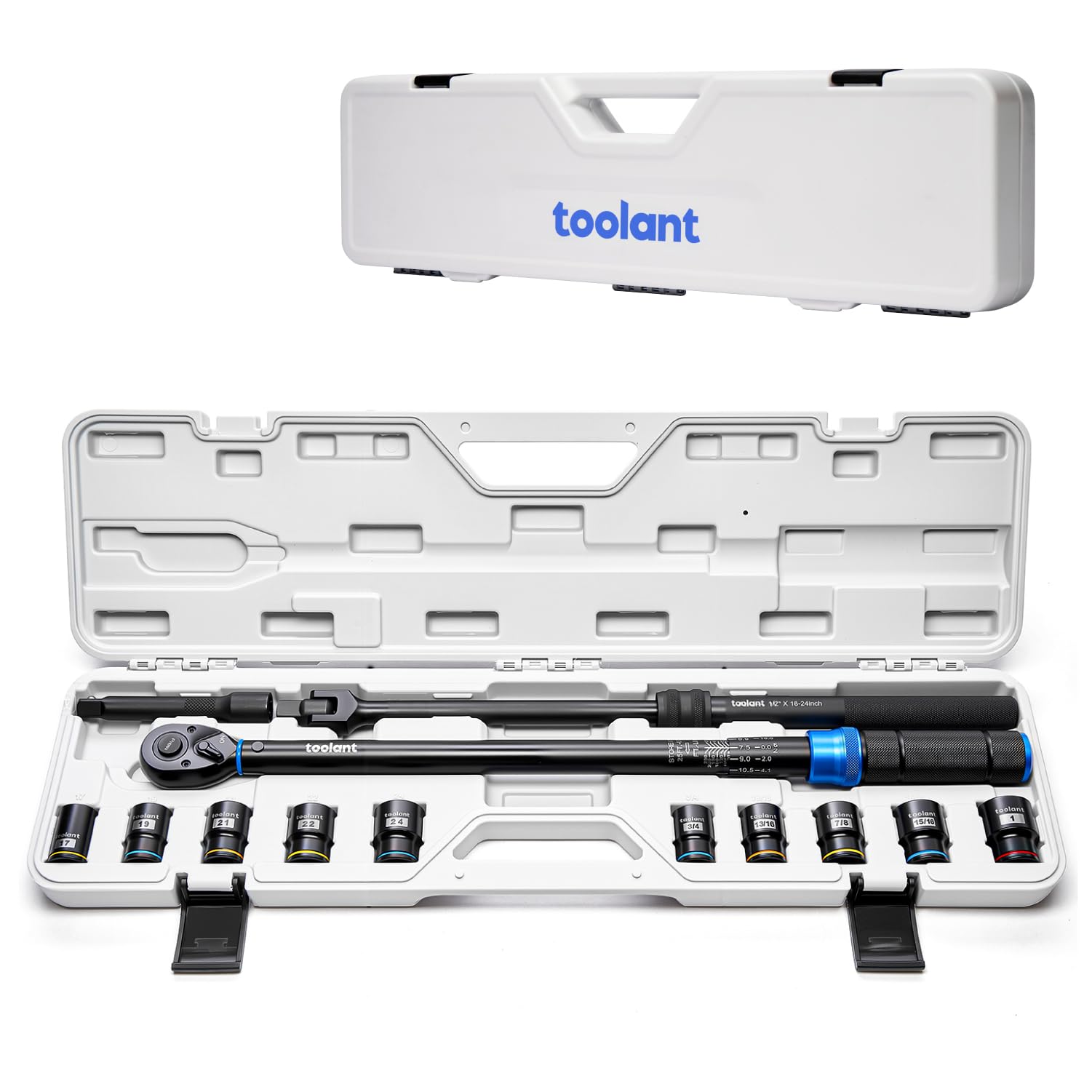 Toolant torque wrench set closeup shows precise scale for accurate torque.