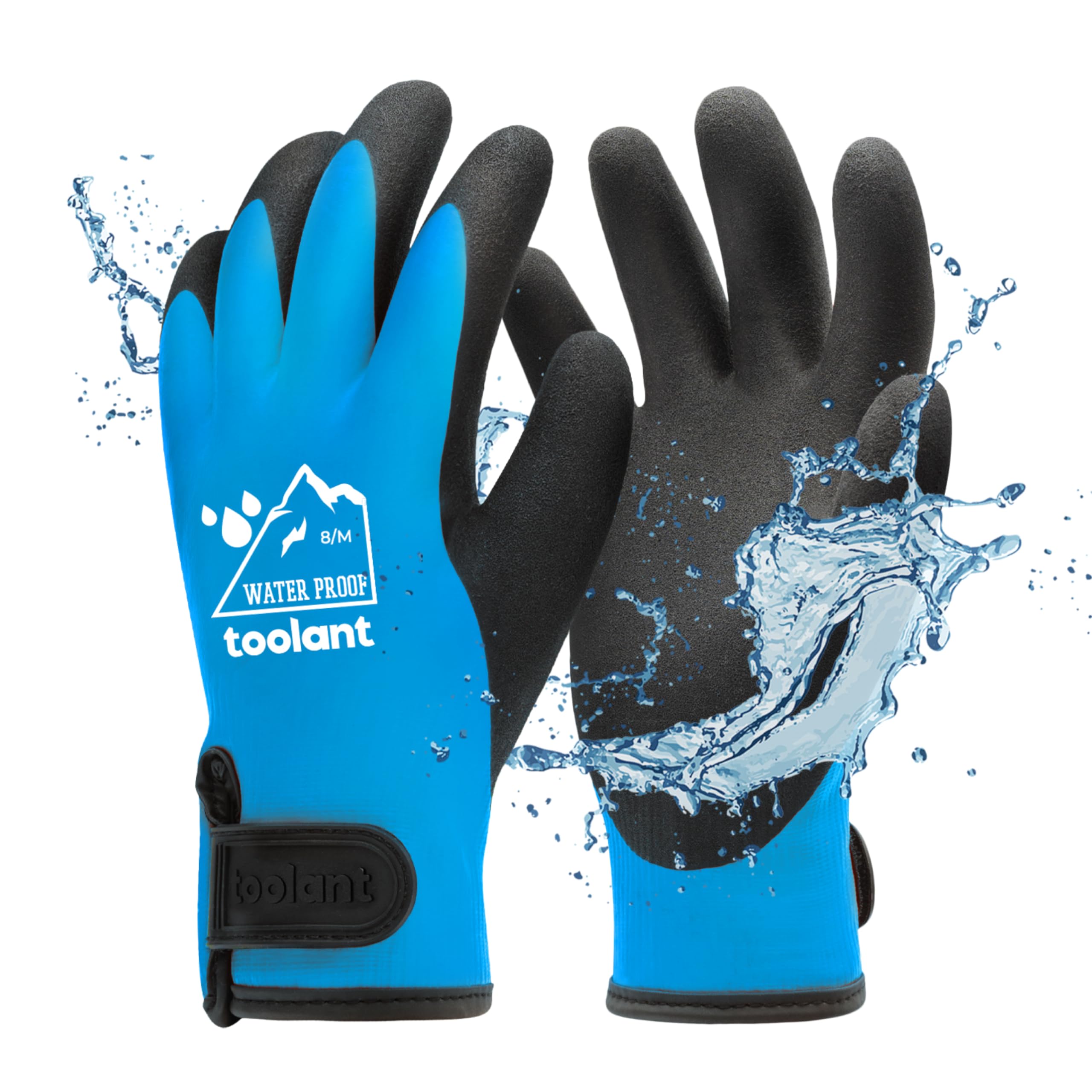 Toolant waterproof gloves blue with dipped palm grip for secure handling in wet conditions