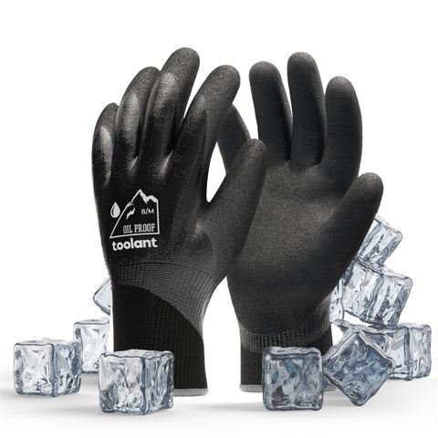 Toolant waterproof gloves with dip coating provide a strong grip for oily tasks.