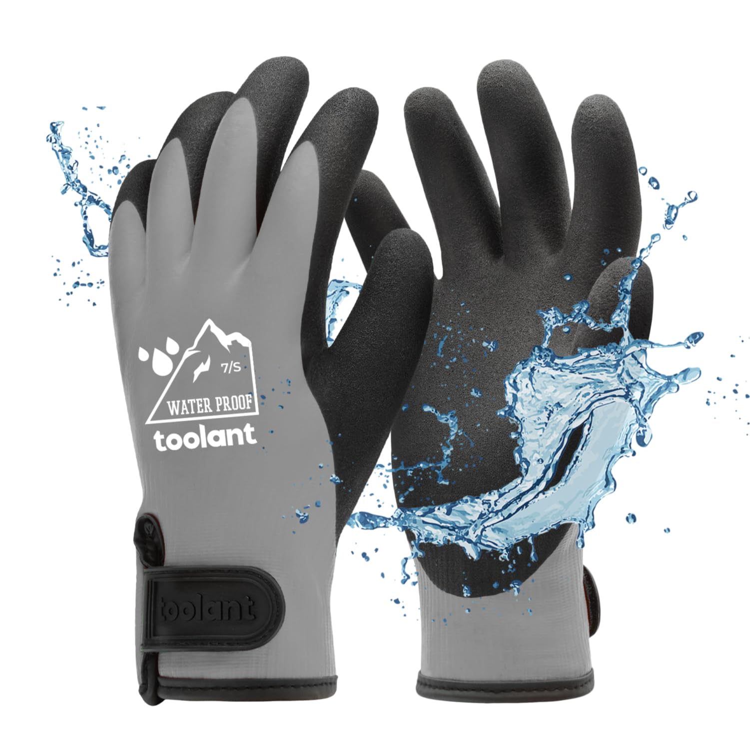 Toolant waterproof gloves front view in grey showing snug fit for cold weather tasks