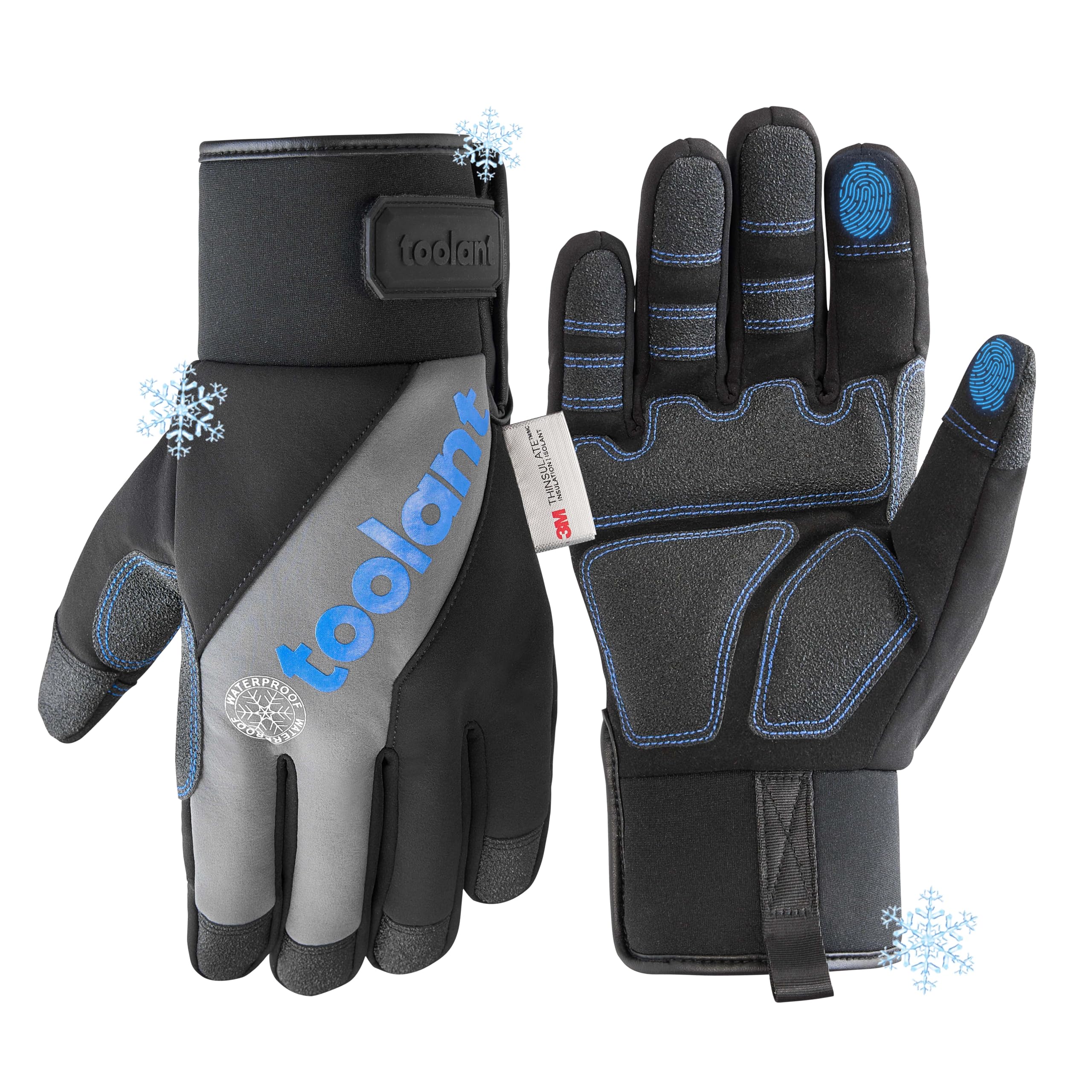 Toolant waterproof gloves with insulated palm provide dry warmth in cold outdoor work.