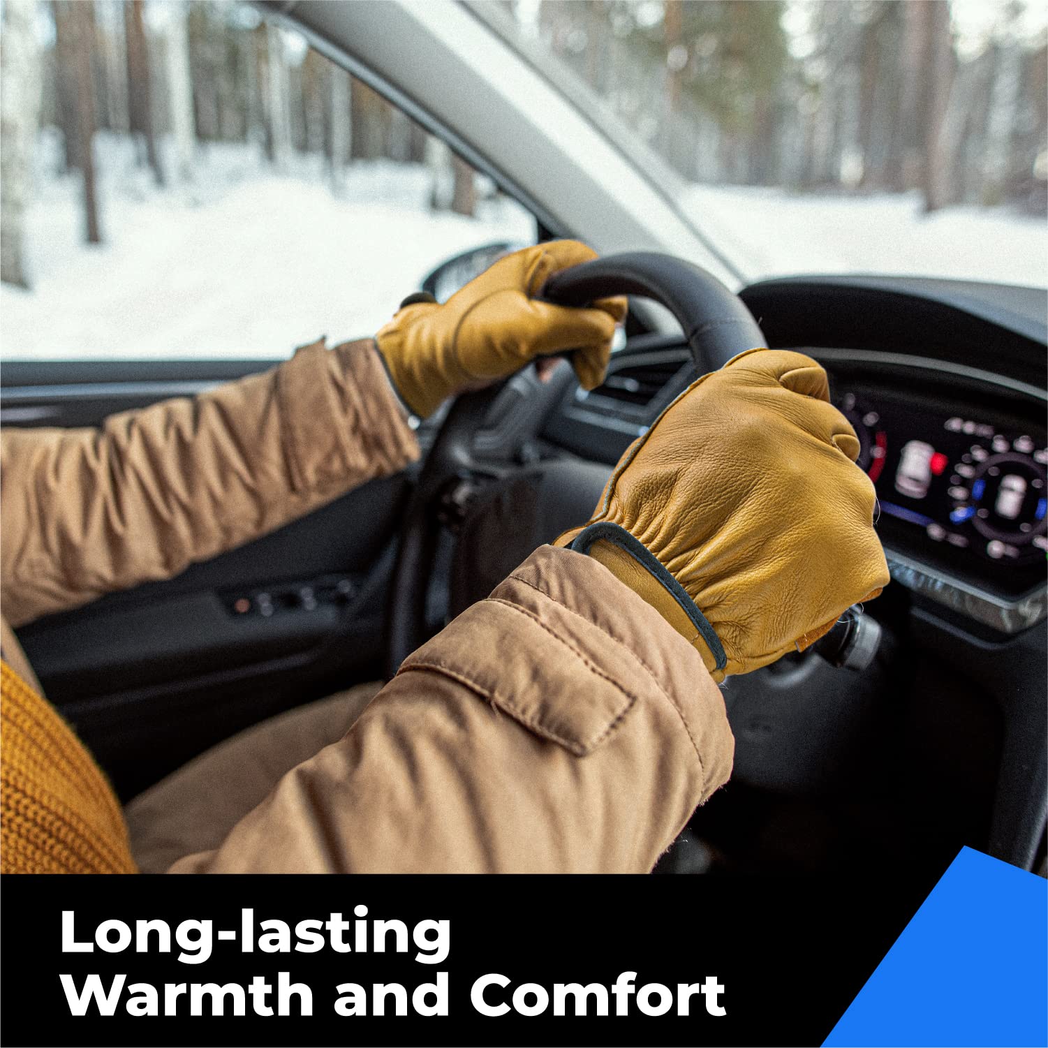 Toolant Winter Leather Gloves reinforced palm patch boosts abrasion resistance.