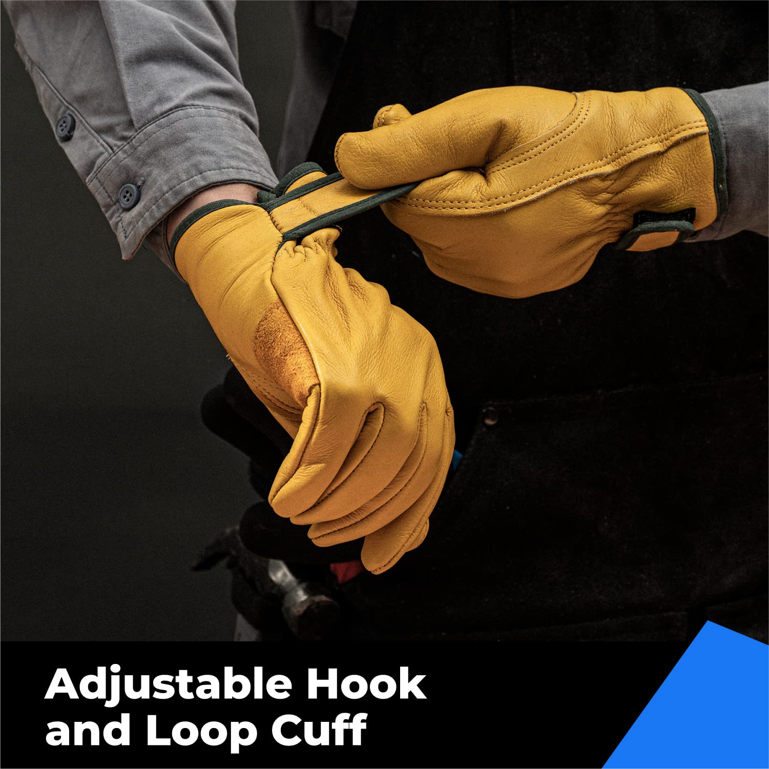 Toolant gloves with adjustable wrist seal out wind and dust for warmth.