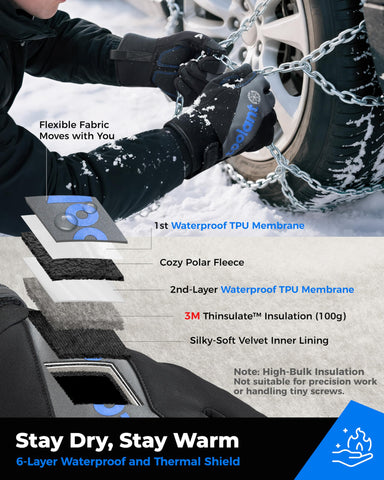 Toolant extended cuff design protects against wind and snow while remaining easy to wear.