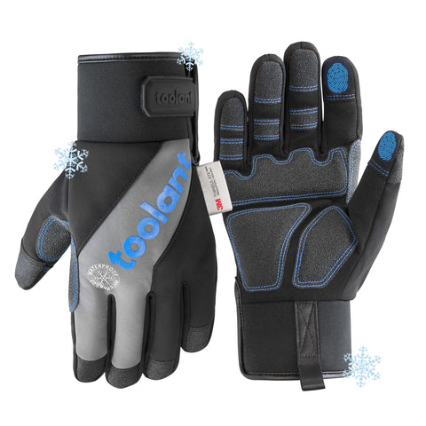 Toolant Winter Work Gloves with insulated waterproof palm for warm, dry hands in cold weather.