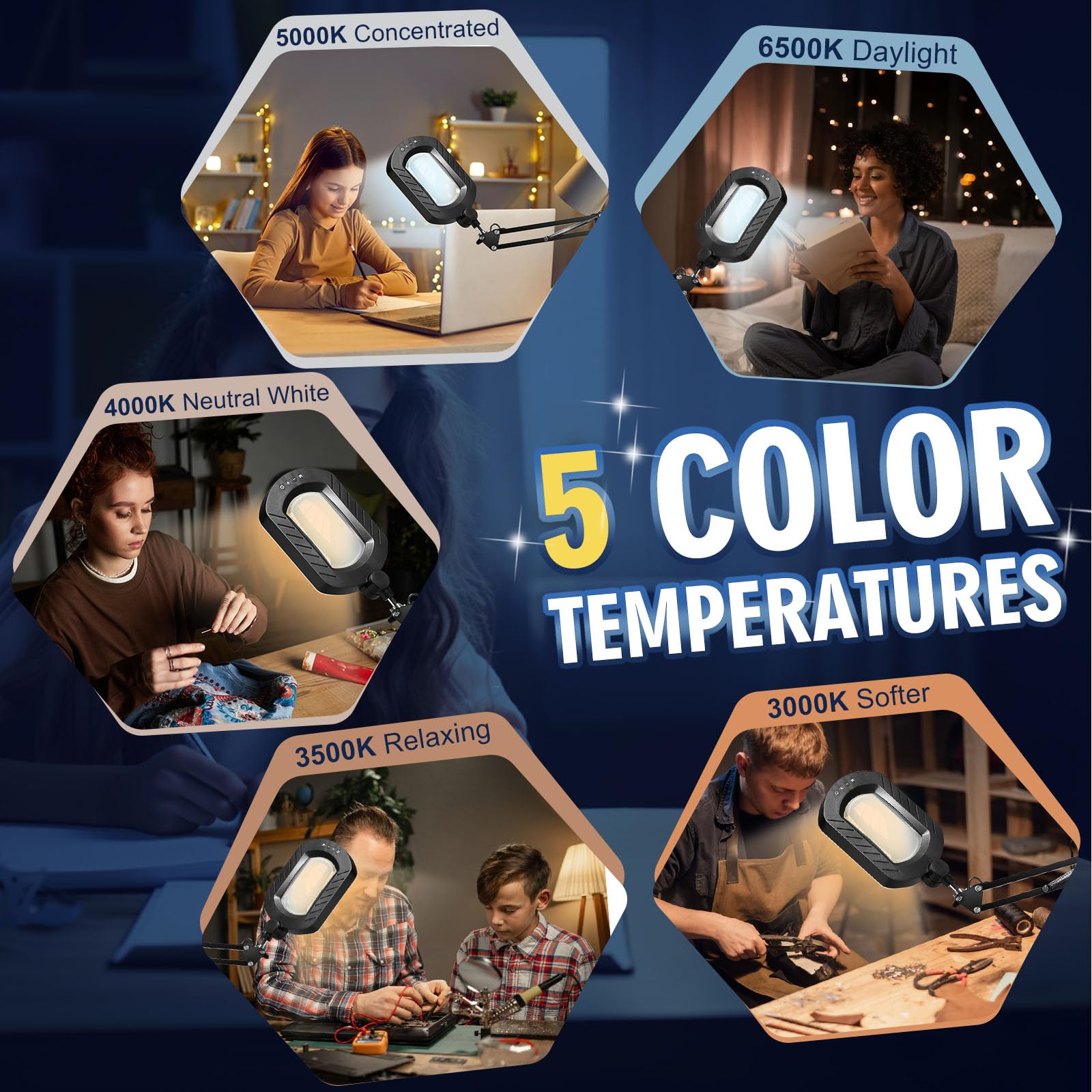 Toolastra 144 LEDs deliver shadow-free light for detailed work.
