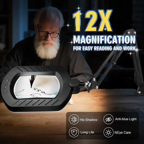 Toolastra 2-in-1 magnifier stand with clamp adapts to workspaces.