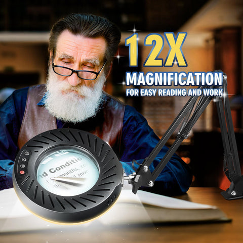 Toolastra magnifier with 5 color modes and 10 brightness levels for comfort