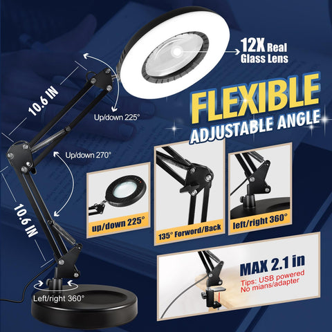 Toolastra desk lamp with stand keeps hands free during precise tasks