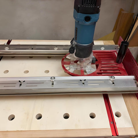 Toolcool center hole accepts standard 34.8mm guide bushes for flexible setup.
