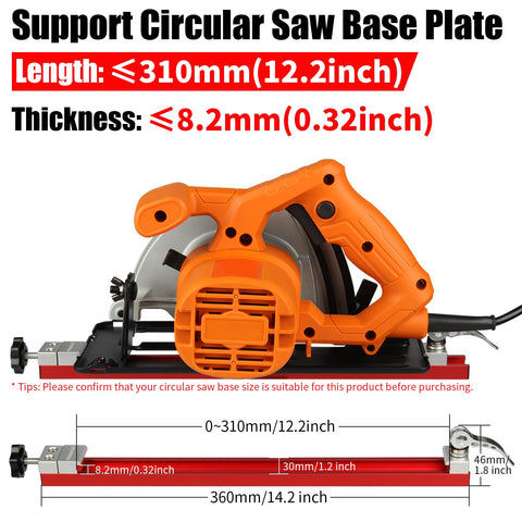 Toolcool guide fits most saw bases for 4–7.25 inch blades.