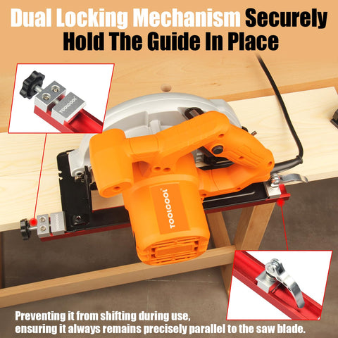 Toolcool dual‑lock keeps alignment parallel to the blade.
