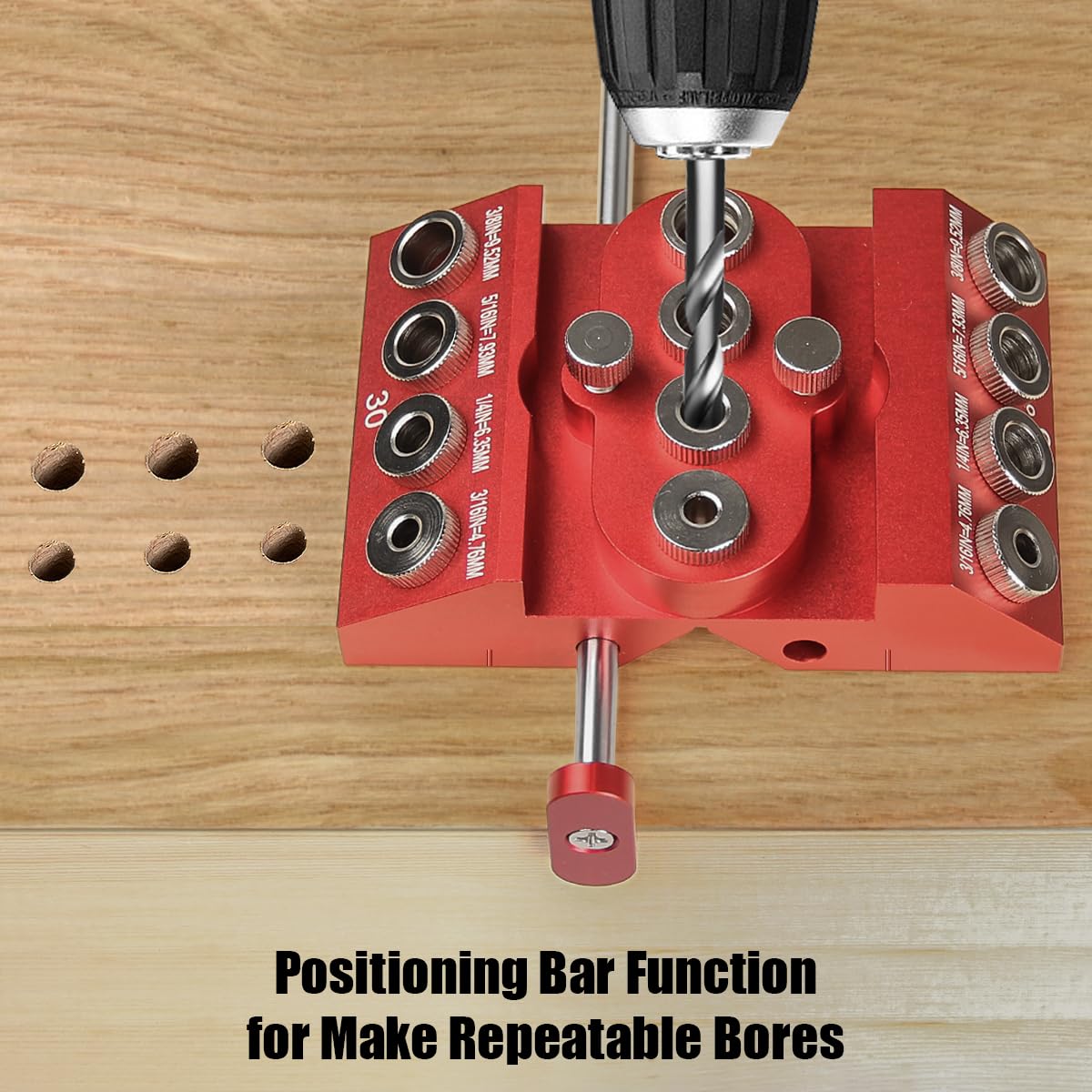 Toolcool dowel drilling for timber framing and stair components