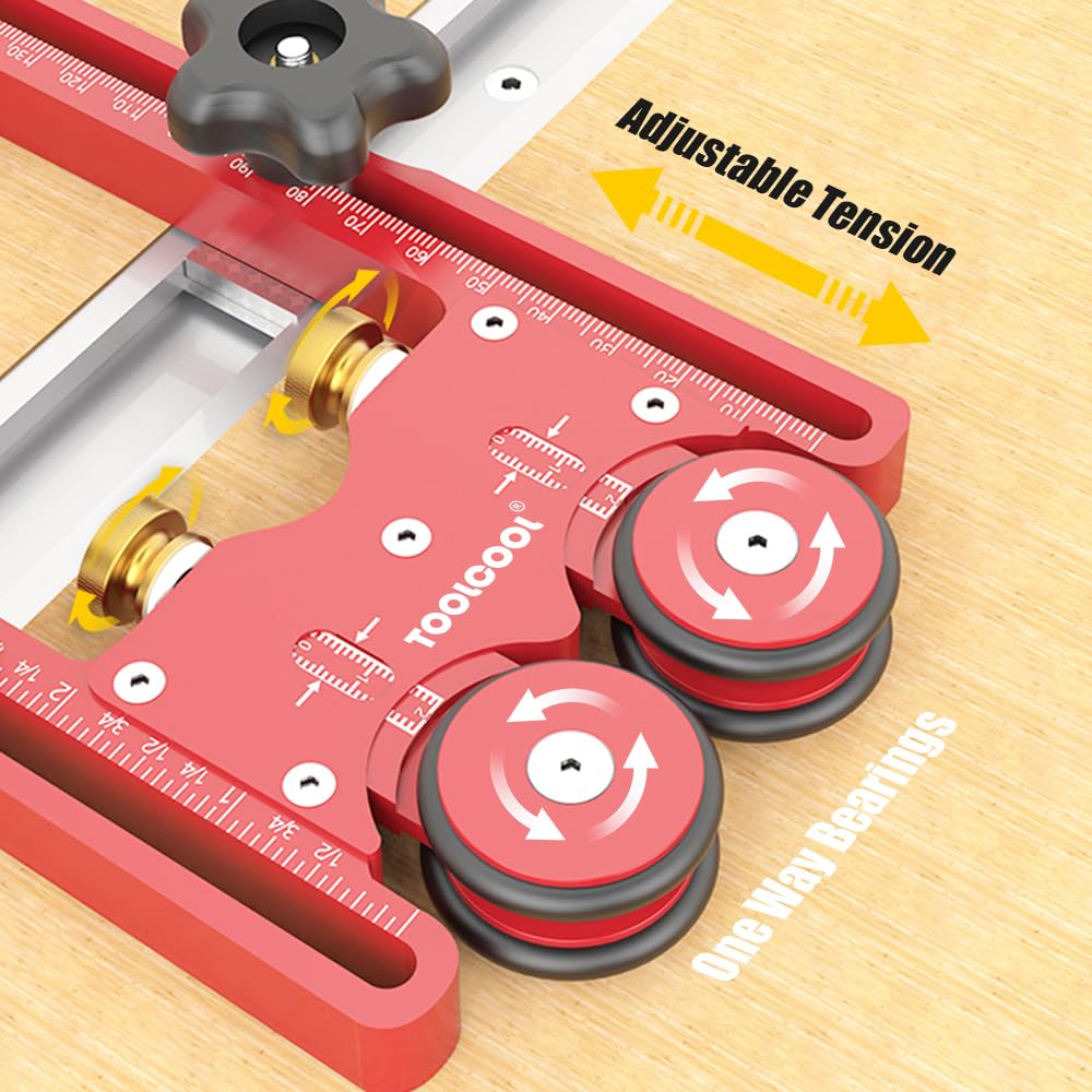 Toolcool T-slot compatible featherboard for 3/8x1/4 slots on router tables.