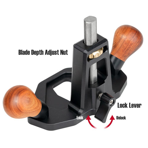 Toolcool Router Plane depth gauge in action for controlled depth.