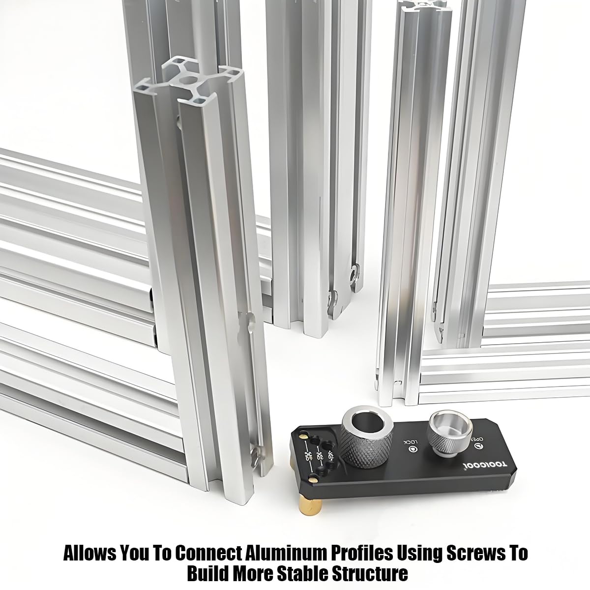 Toolcool upgraded structure with laser marks for precise setup.