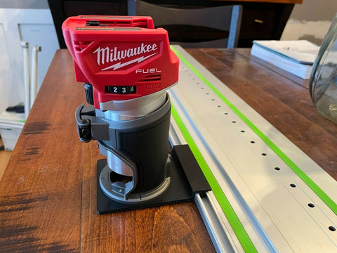 ToolCurve guide rail adapter for Milwaukee dados demo with neat slots.