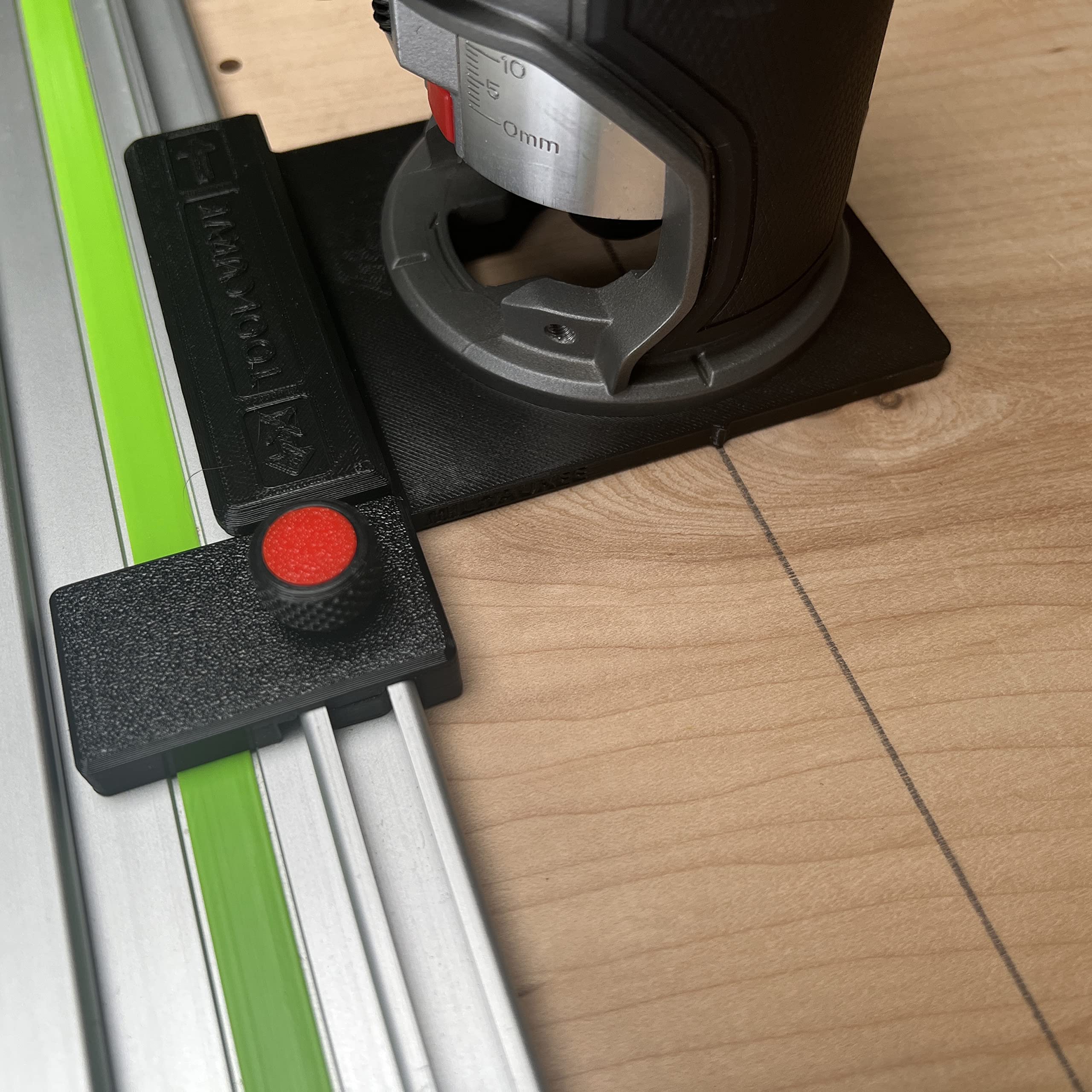ToolCurve guide rail adapter for Milwaukee straight-cut demo with clean lines.