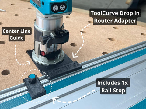 ToolCurve rail stop included for repeatable, safe cuts