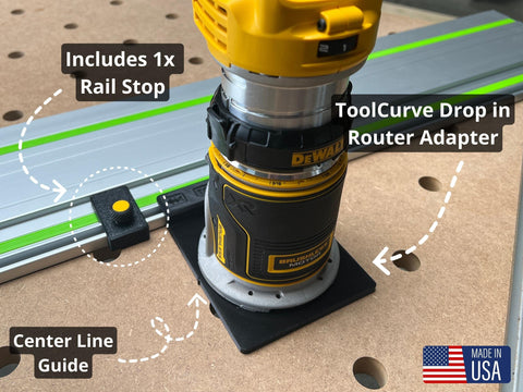 ToolCurve router adapter showing cordless and corded compatibility for flexible use.