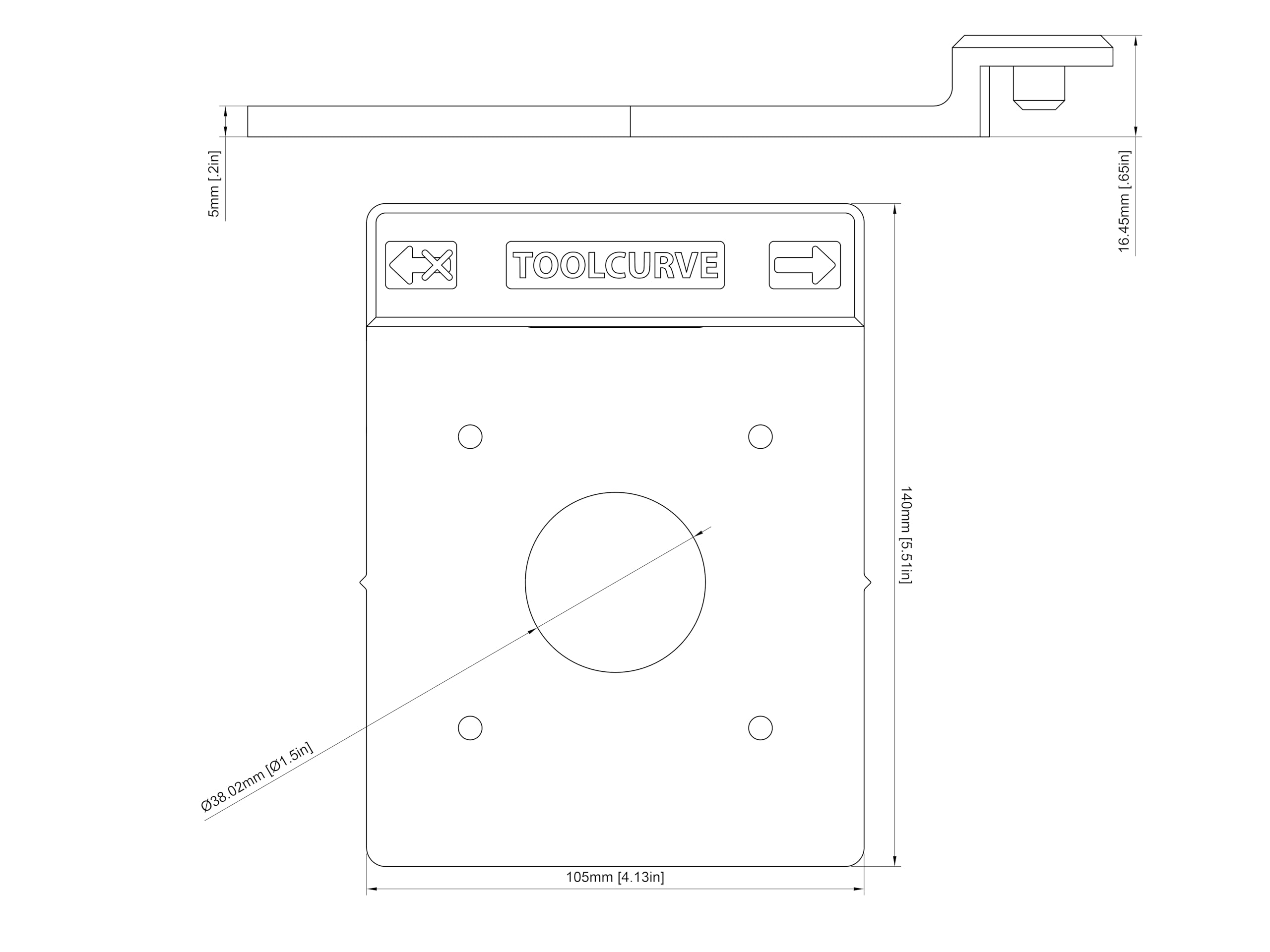 ToolCurve guide-rail integration enabling accurate routing on a workbench.