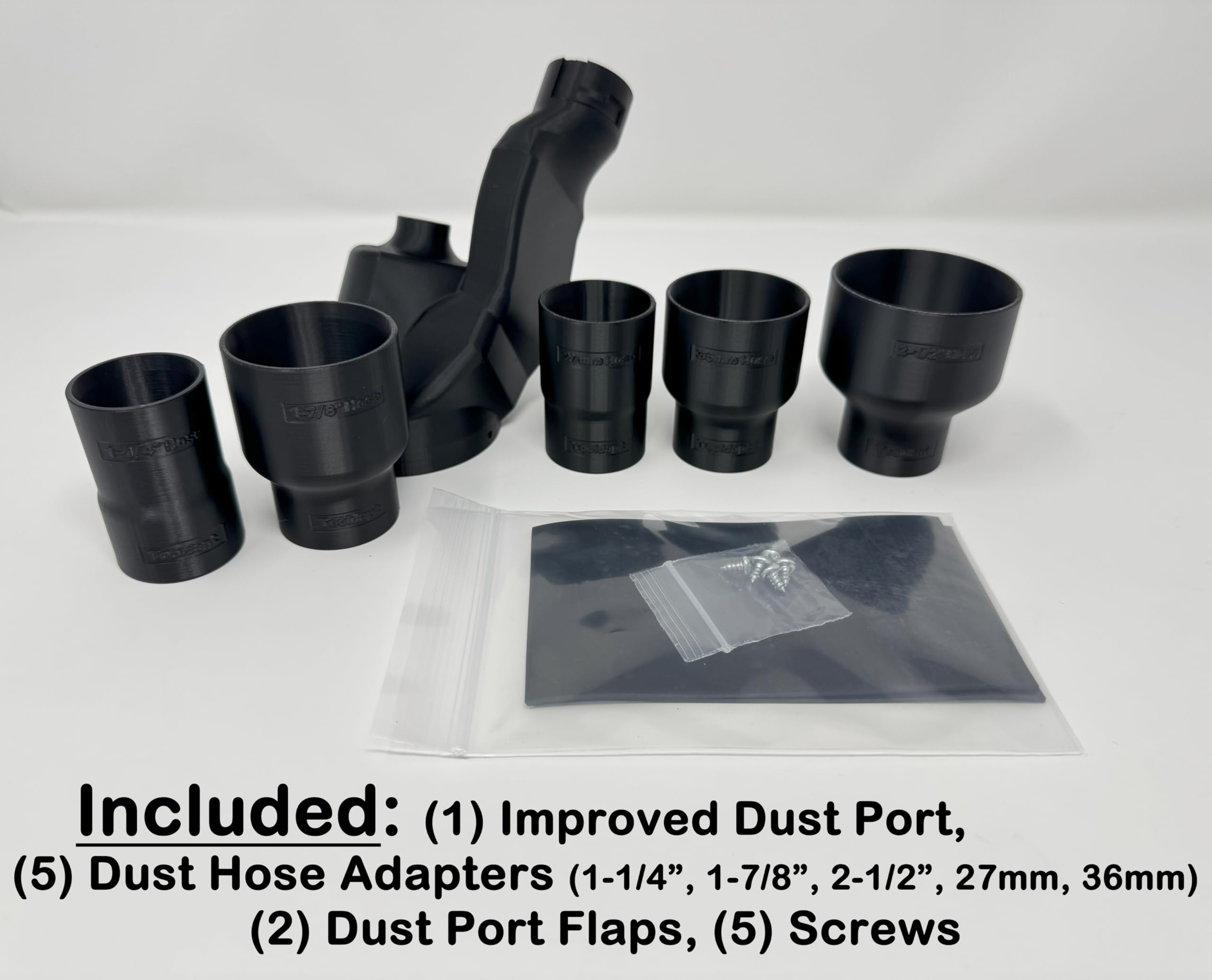 Tooldapt high-density polymer dust port resists heat while keeping workspace tidy