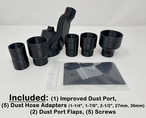 Tooldapt high-density polymer dust port resists heat while keeping workspace tidy