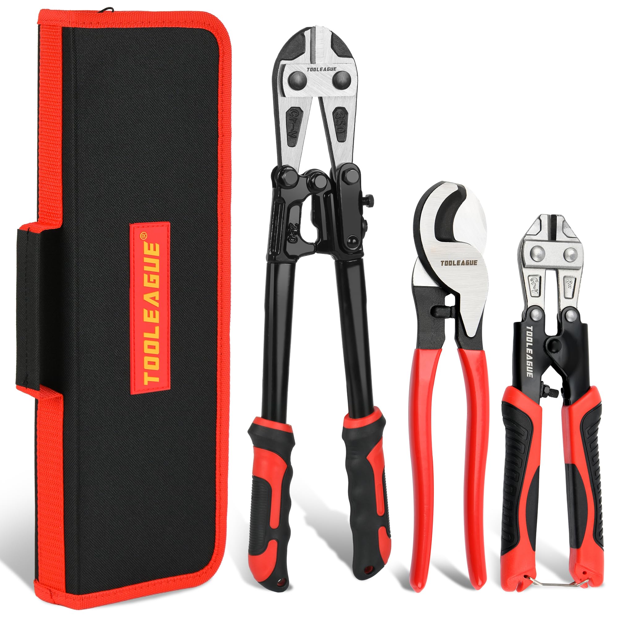 TOOLEAGUE 14-inch bolt cutter cutting thick metal with heavy-duty power