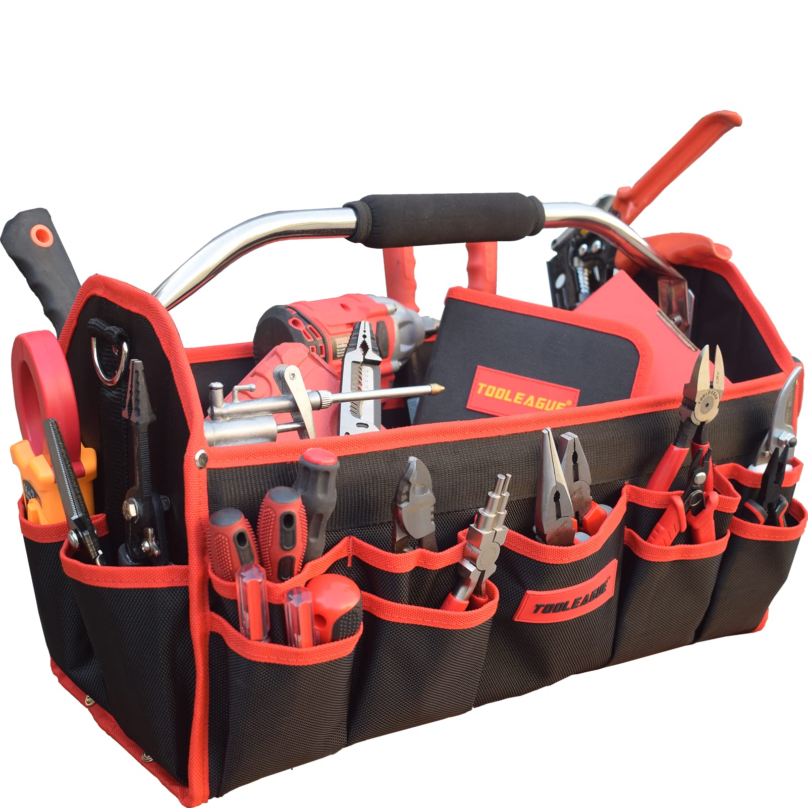TOOLEAGUE 19-inch tool bag exterior view with rugged fabric protection