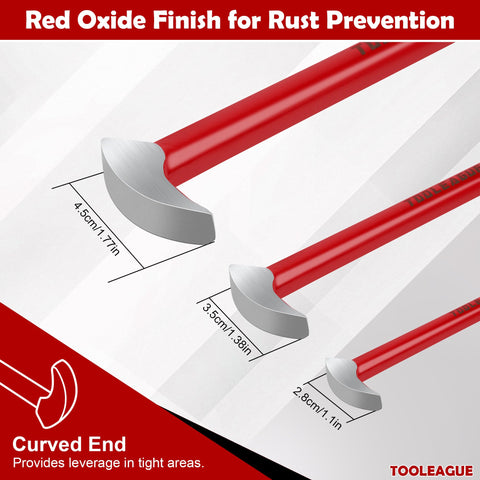 TOOLEAGUE rolling-head pry bar 12-inch shows extended reach for heavy prying