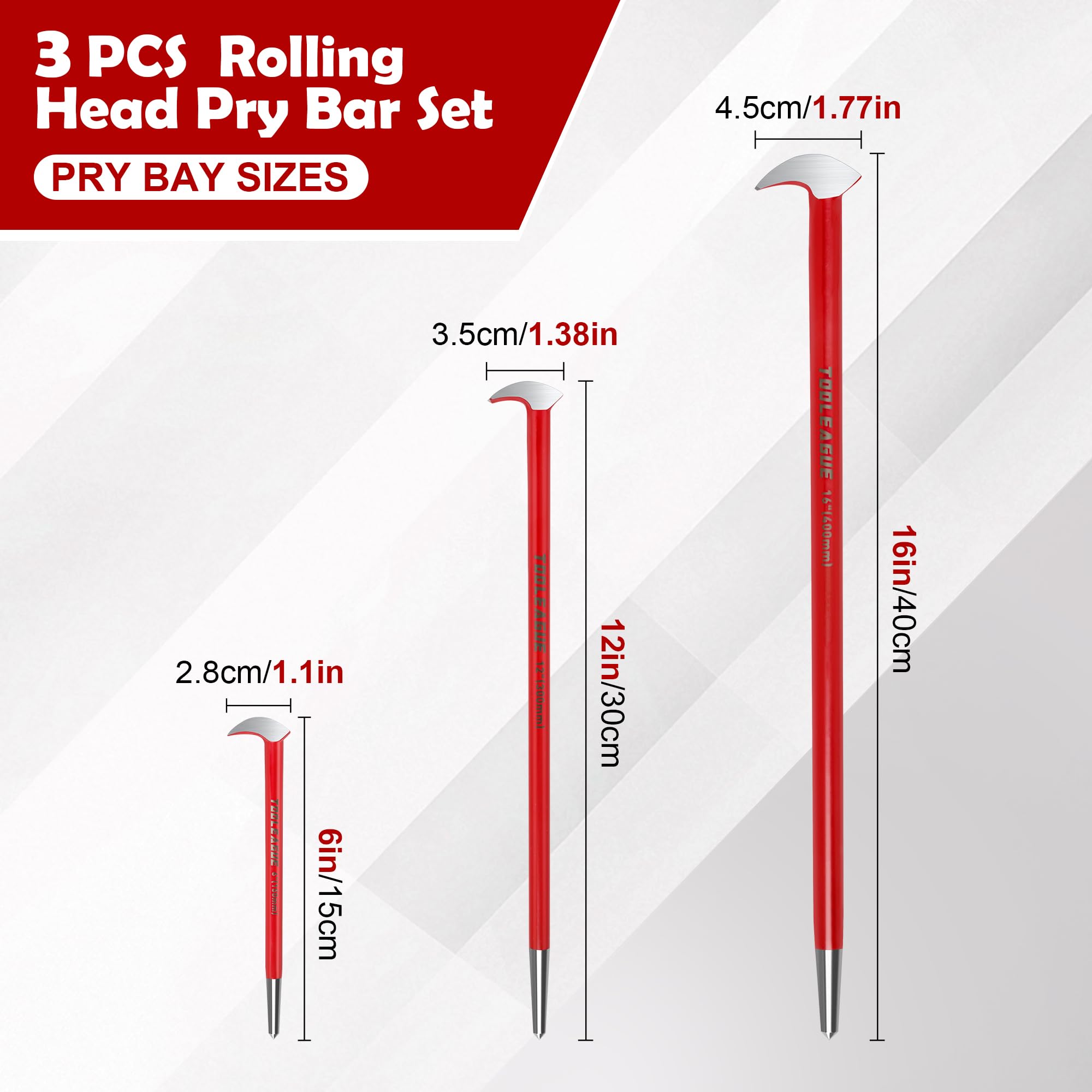 TOOLEAGUE 16-inch rolling-head pry bar enables high-leverage alignment work