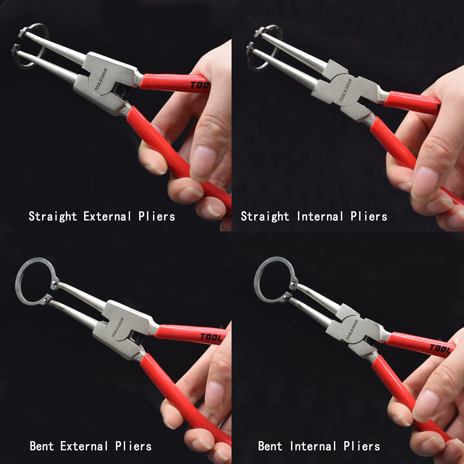 TOOLEAGUE 4pcs pliers in workshop setup ready for maintenance tasks.