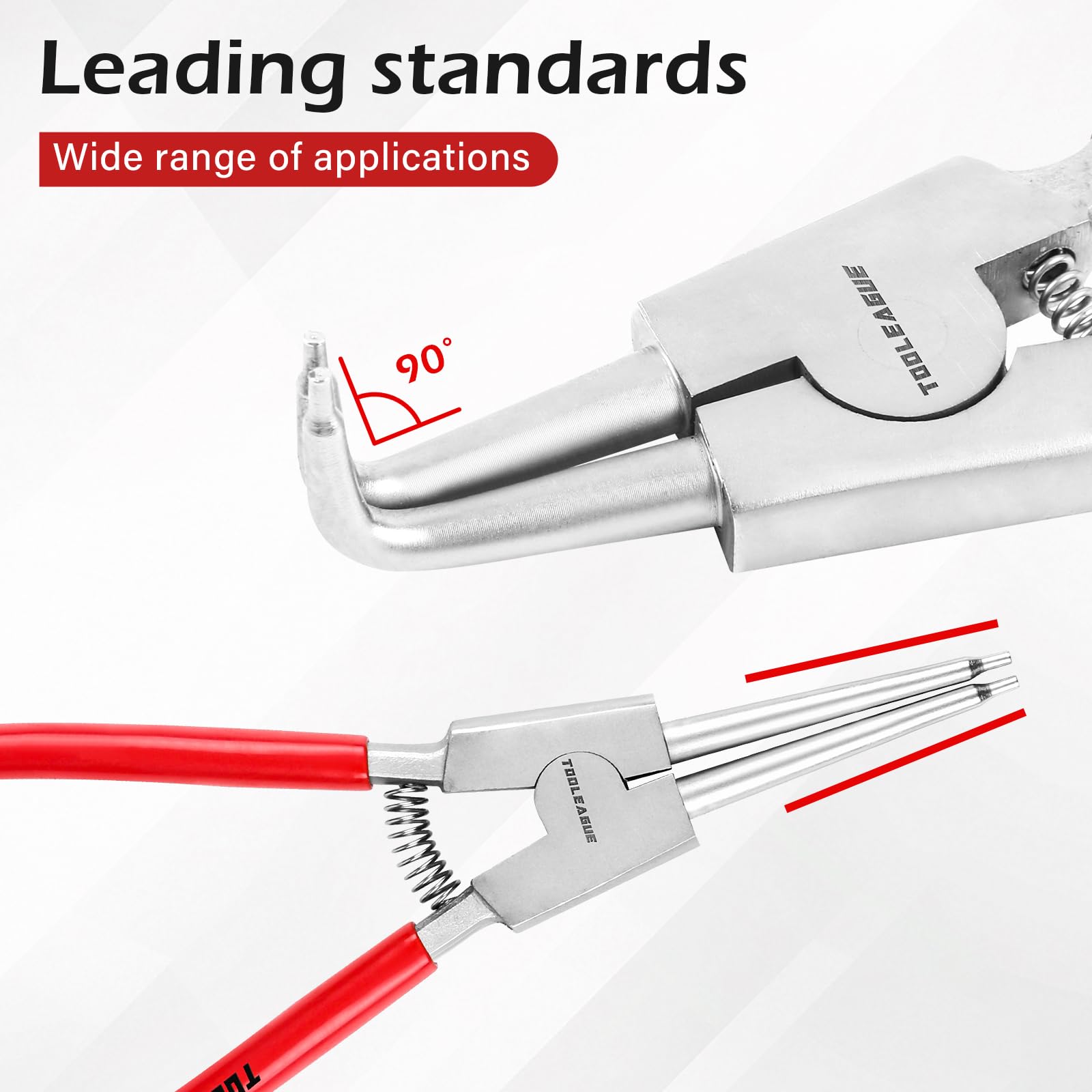 TOOLEAGUE 4-piece set: 9-inch straight external plier for retaining rings.