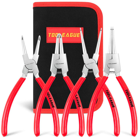 TOOLEAGUE 4-piece set: 9-inch straight internal plier for precise internal ring removal.