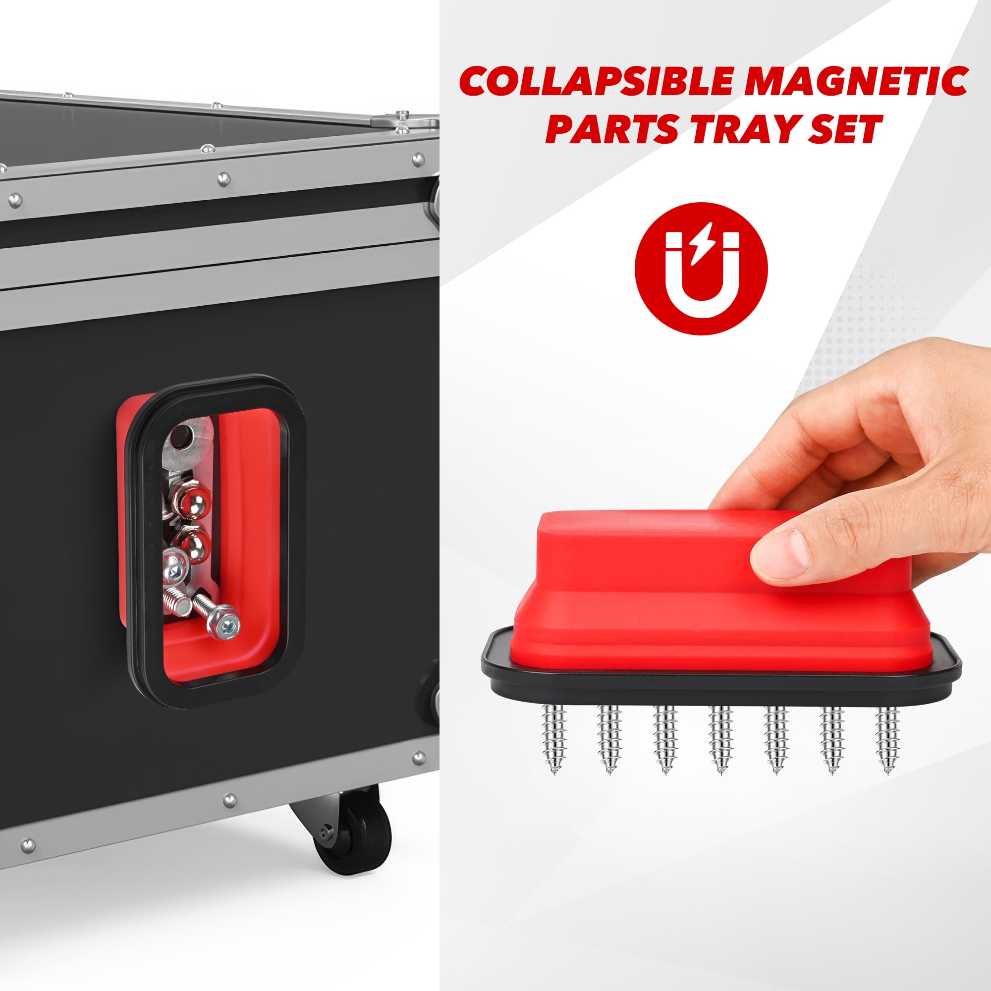 TOOLEAGUE all-in-one kit includes sweeper, tray, and pen.
