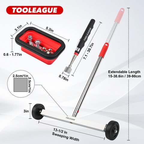 TOOLEAGUE collapsible parts tray expands for easy storage and transport.