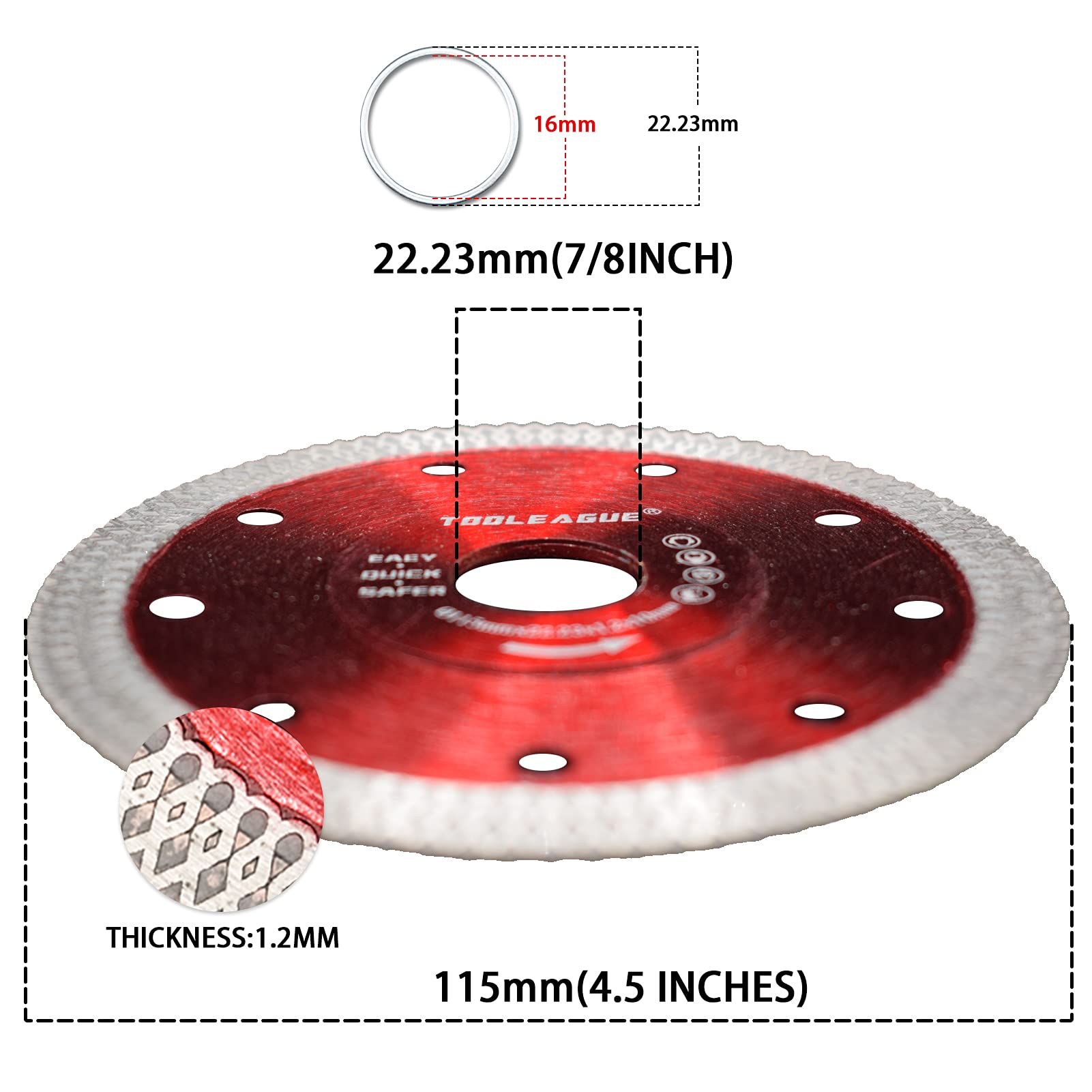 TOOLEAGUE Diamond Saw Blade granite-cutting with smooth finish.