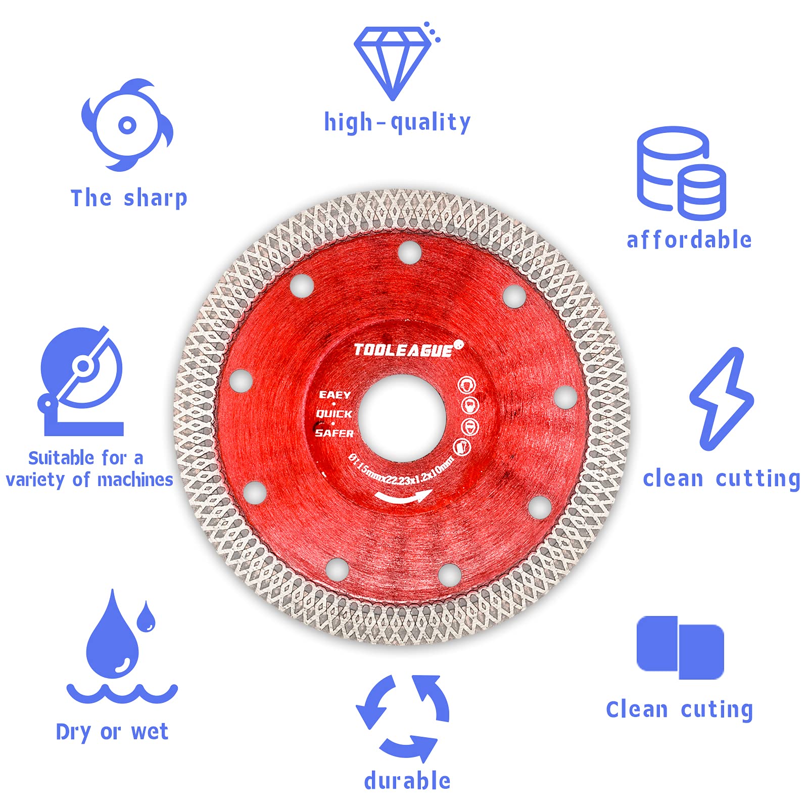 TOOLEAGUE Diamond Saw Blade marble-cutting minimizes edge chipping.